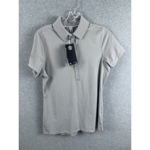 Under Armour Heat Gear Polo Shirt Womens M Gray Striped Short Sleeve Stay Medcom